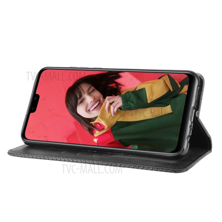 Vintage Style Wallet Stand Leather Cover for Huawei Y8s - Black-6