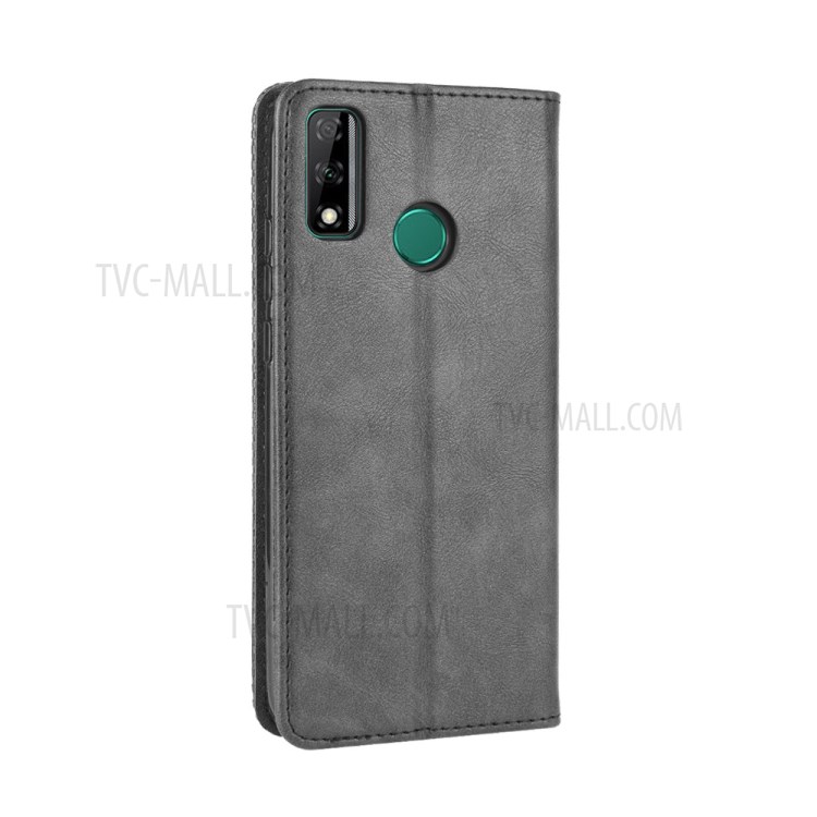 Vintage Style Wallet Stand Leather Cover for Huawei Y8s - Black-7