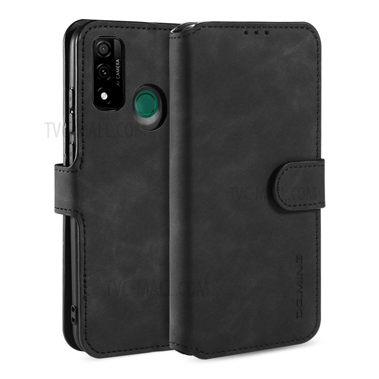 DG.MING Retro Style Case Leather Wallet Stand Shell for Huawei P Smart 2020 - Black-1