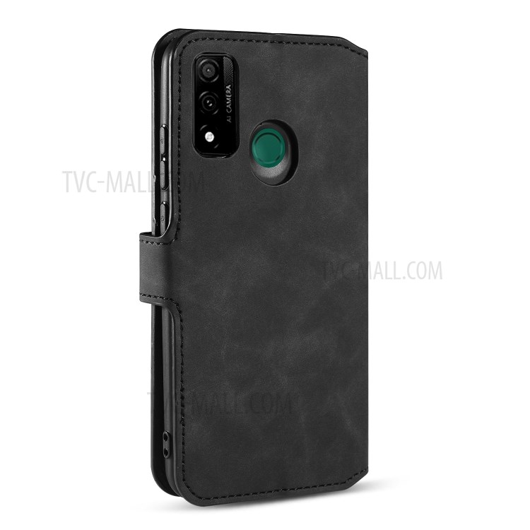 DG.MING Retro Style Case Leather Wallet Stand Shell for Huawei P Smart 2020 - Black-3