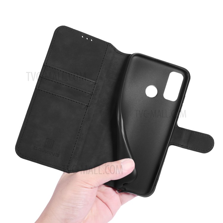 DG.MING Retro Style Case Leather Wallet Stand Shell for Huawei P Smart 2020 - Black-5