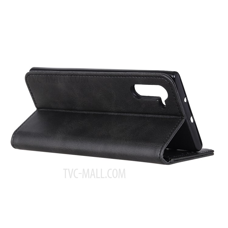 Auto-absorbed Split Leather Wallet Phone Cover with Stand Shell for Huawei Maimang 9 - Black-4