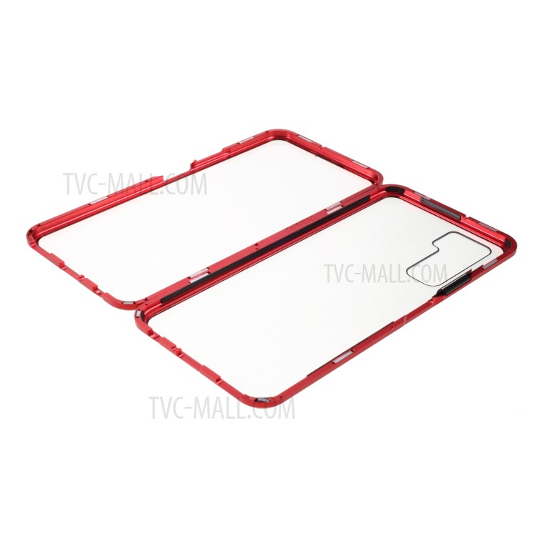 Detachable Shell Metal Magnetic Frame + Tempered Glass Phone Case for Huawei nova 7 SE/P40 Lite 5G - Red-2