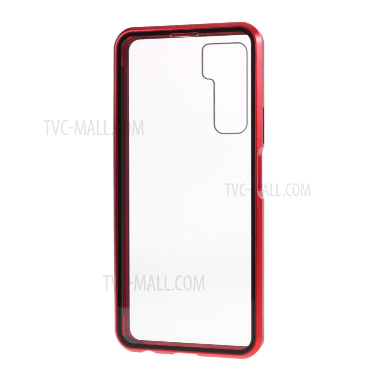 Detachable Shell Metal Magnetic Frame + Tempered Glass Phone Case for Huawei nova 7 SE/P40 Lite 5G - Red-6