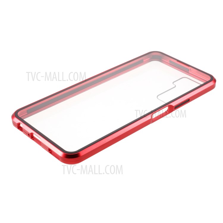 Detachable Shell Metal Magnetic Frame + Tempered Glass Phone Case for Huawei nova 7 SE/P40 Lite 5G - Red-8