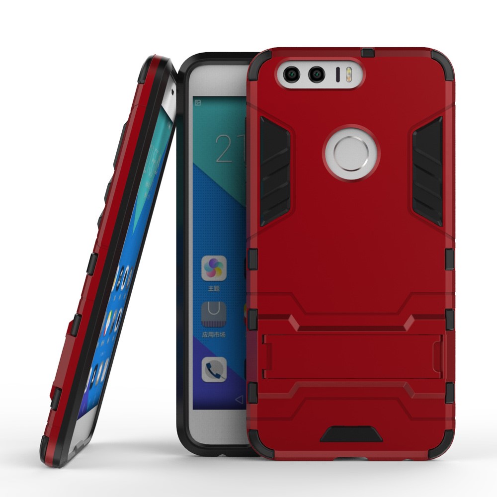 Solid PC + TPU Hybrid Shell with Kickstand for Huawei Honor 8 - Red-2