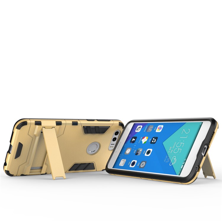 Solid PC + TPU Hybrid Cover Case with Kickstand for Huawei Honor 8 - Gold-4