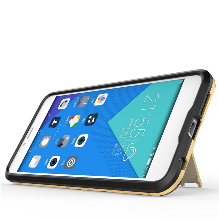 Solid PC + TPU Hybrid Cover Case with Kickstand for Huawei Honor 8 - Gold-5