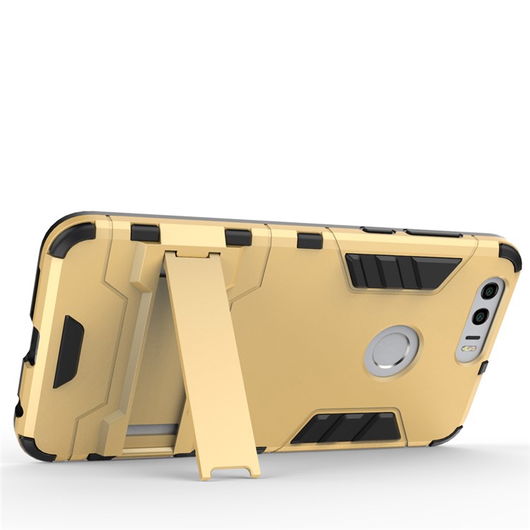 Solid PC + TPU Hybrid Cover Case with Kickstand for Huawei Honor 8 - Gold-6