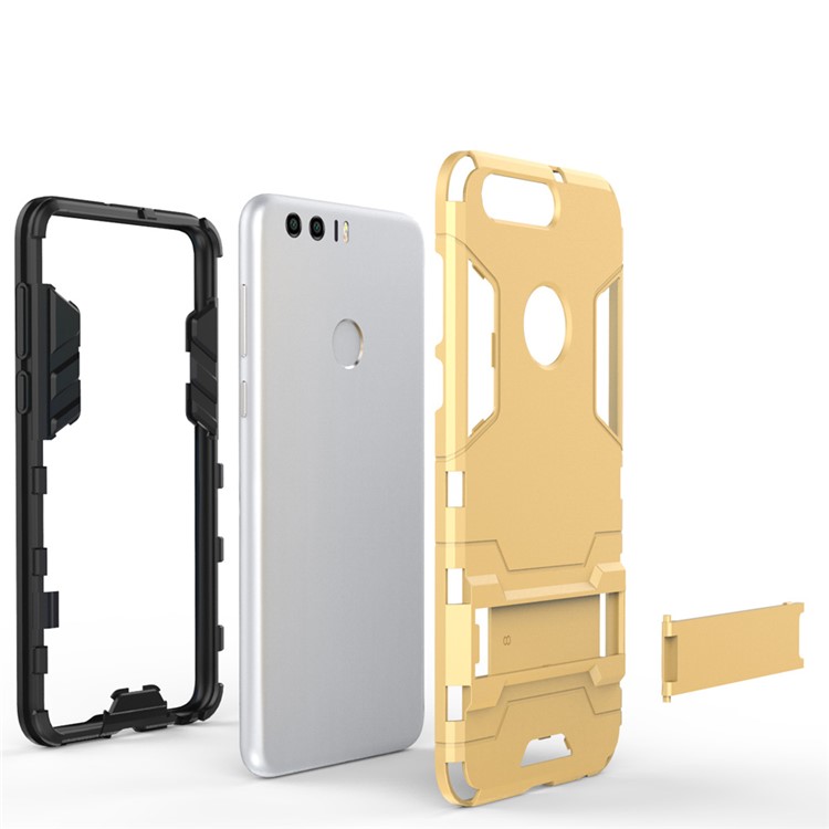 Solid PC + TPU Hybrid Cover Case with Kickstand for Huawei Honor 8 - Gold-7
