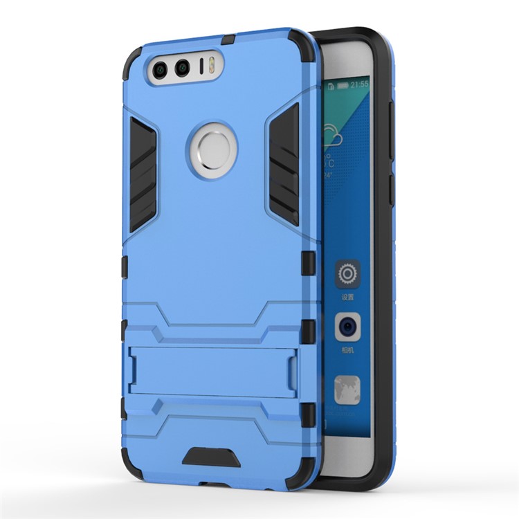 Solid PC + TPU Hybrid Cover Case with Kickstand for Huawei Honor 8 - Baby Blue