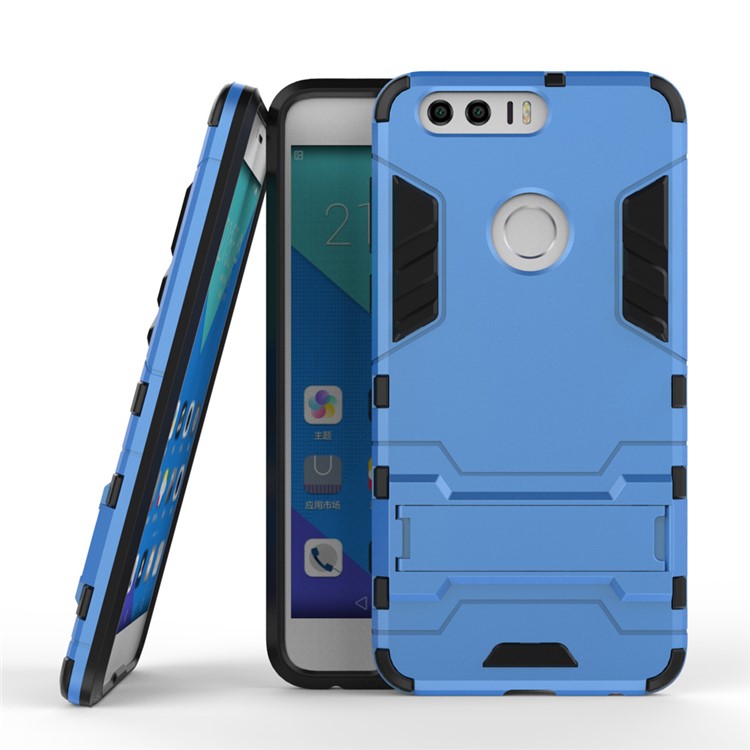 Solid PC + TPU Hybrid Cover Case with Kickstand for Huawei Honor 8 - Baby Blue-2