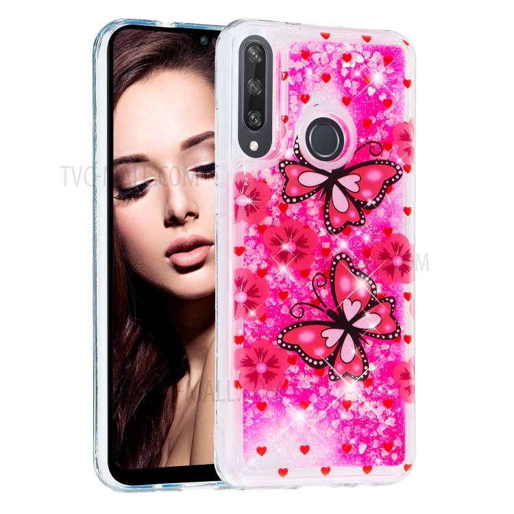 Pattern Printing Glitter Powder Quicksand TPU Back Case for Huawei Y6p - Butterflies-2