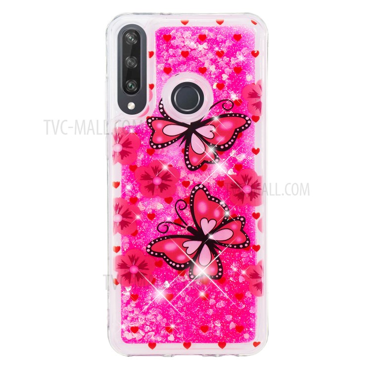 Pattern Printing Glitter Powder Quicksand TPU Back Case for Huawei Y6p - Butterflies-3