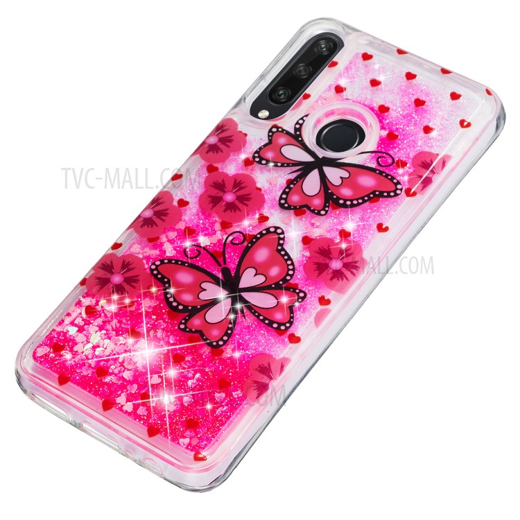 Pattern Printing Glitter Powder Quicksand TPU Back Case for Huawei Y6p - Butterflies-5