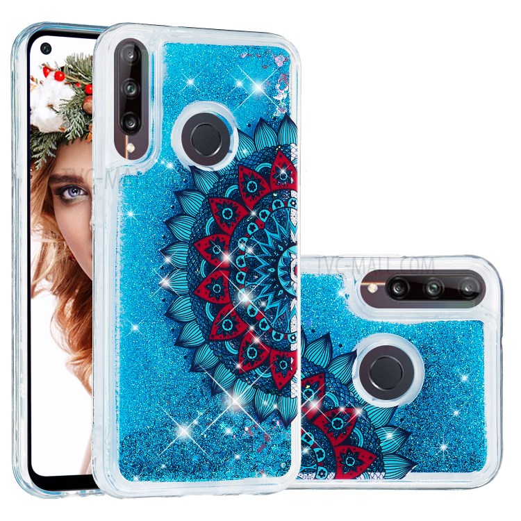 Pattern Printing Glitter Powder Quicksand TPU Phone Shell for Huawei Y7p - Malanda Flower-1
