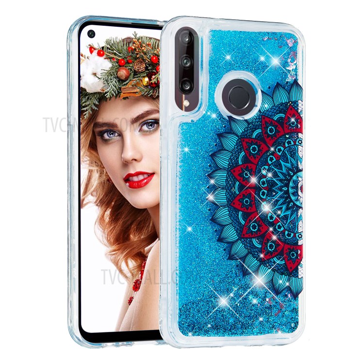 Pattern Printing Glitter Powder Quicksand TPU Phone Shell for Huawei Y7p - Malanda Flower-2