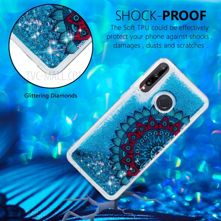 Pattern Printing Glitter Powder Quicksand TPU Phone Shell for Huawei Y7p - Malanda Flower-4