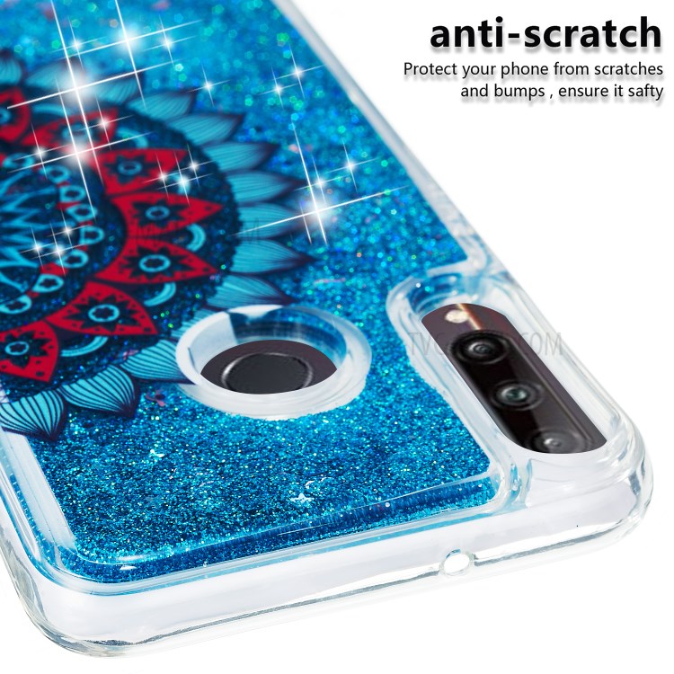 Pattern Printing Glitter Powder Quicksand TPU Phone Shell for Huawei Y7p - Malanda Flower-6