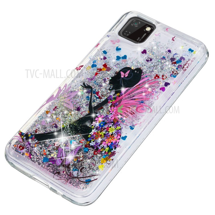 Pattern Printing Glitter Powder Quicksand TPU Protective Case for Huawei Y5p - Girl and Butterfly-5