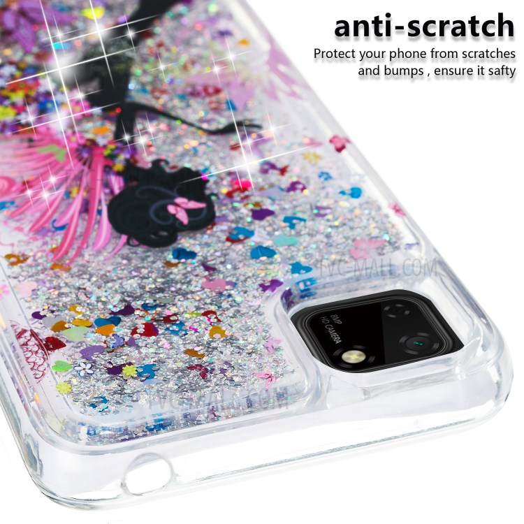Pattern Printing Glitter Powder Quicksand TPU Protective Case for Huawei Y5p - Girl and Butterfly-6