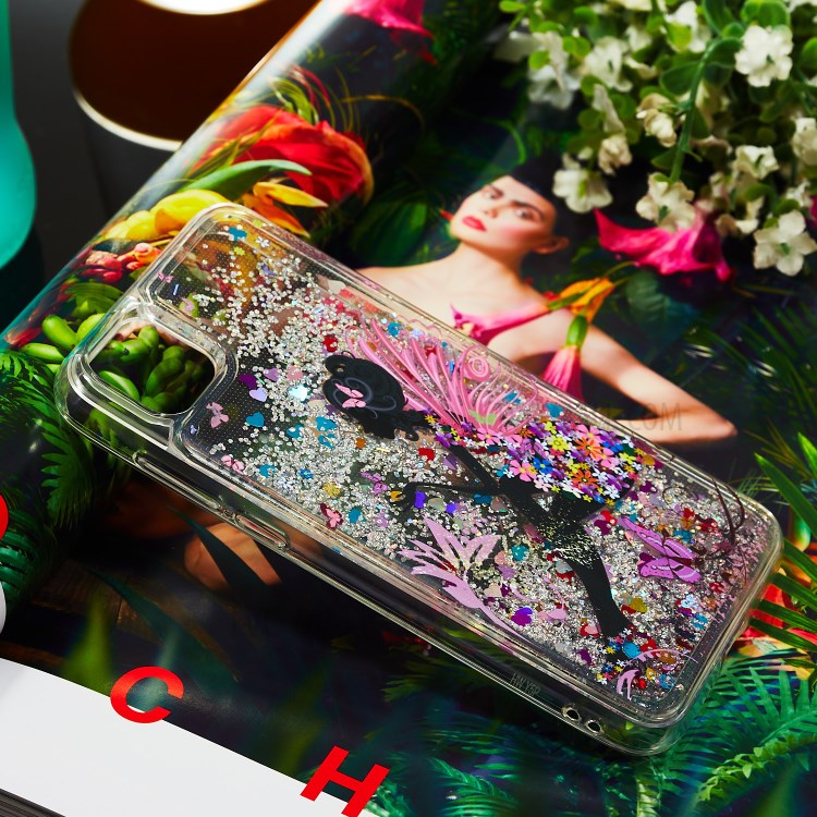 Pattern Printing Glitter Powder Quicksand TPU Protective Case for Huawei Y5p - Girl and Butterfly-7