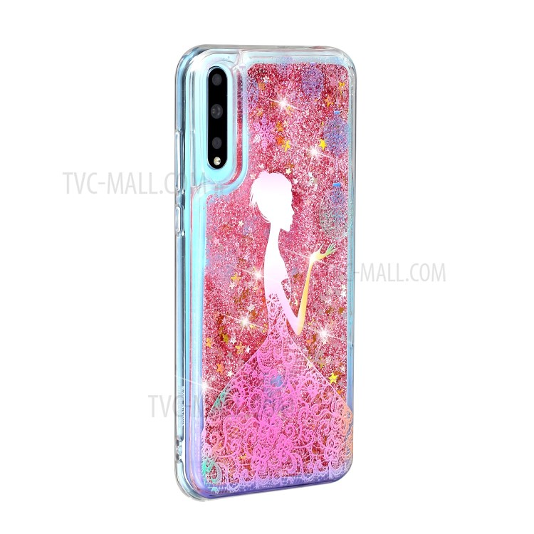 Pattern Printing Glitter Powder Quicksand Shell TPU Case for Huawei Enjoy 10s - Girl-3