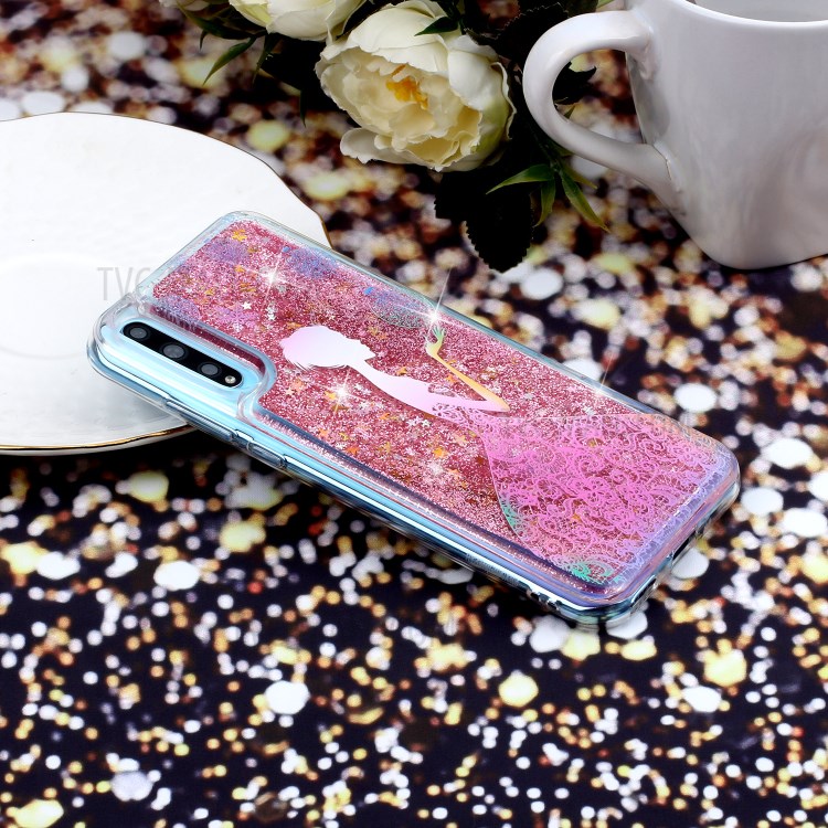 Pattern Printing Glitter Powder Quicksand Shell TPU Case for Huawei Enjoy 10s - Girl-7