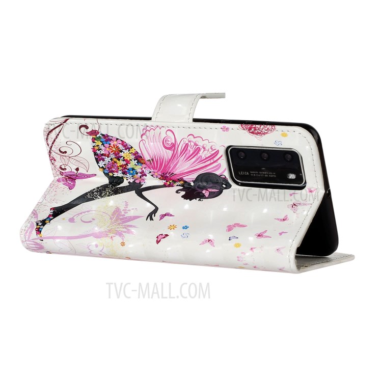 Copertura Decorazione Punto Luminoso Stampa Modello Del Cuoio Del Basamento Del Raccoglitore Del Telefono Cellulare Per Huawei P40 - Bellezza Ragazza-3