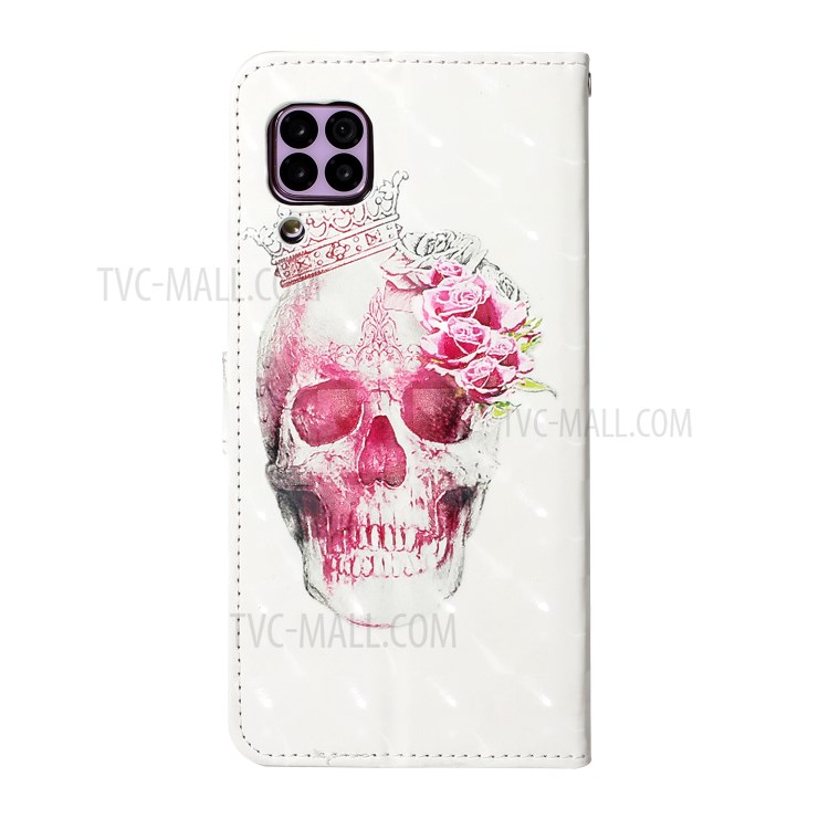 Light Spot Decor Patterned Magnetic Leather Stand Case for Huawei P40 lite 4G - Skull-2