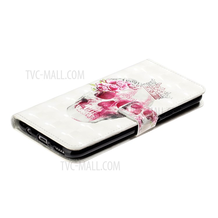 Light Spot Decor Patterned Magnetic Leather Stand Case for Huawei P40 lite 4G - Skull-4
