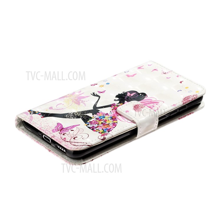 Leather Case Light Spot Decor Pattern Printing Stand Wallet Cover for Huawei P40 Pro - Beauty Girl-4