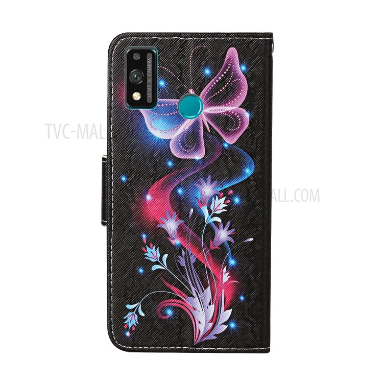 Pattern Printing Stand Shell Wallet Leather Case for Honor 9X Lite - Luminous Butterfly-2