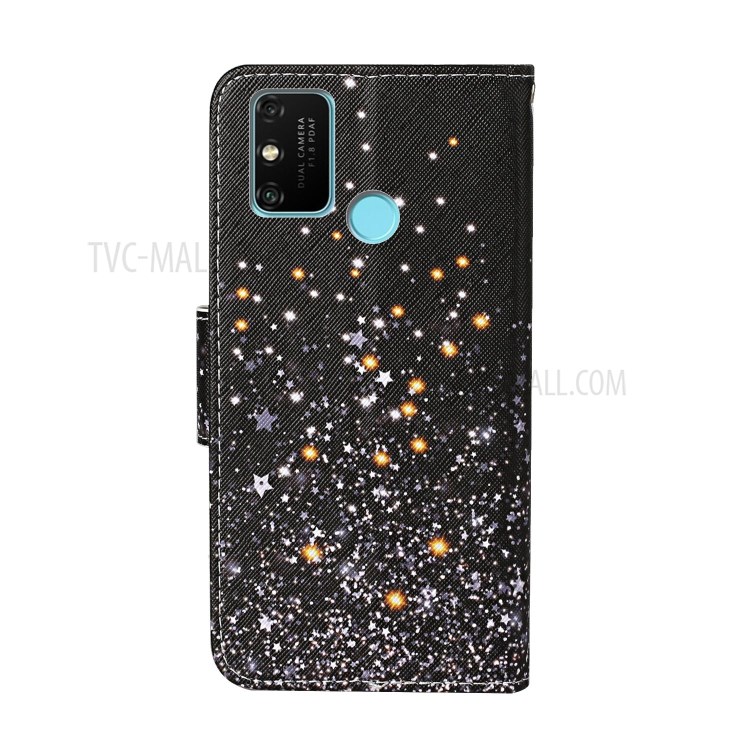 Pattern Printing Stand Phone Shell Wallet Leather Case for Honor 9A - Glittery Element-3