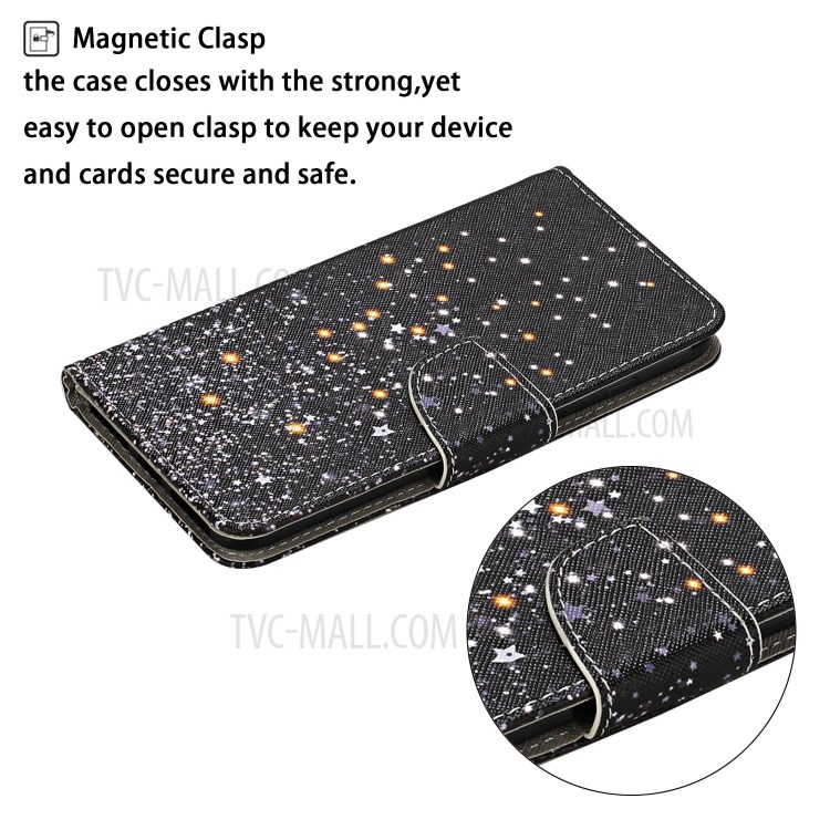 Pattern Printing Stand Phone Shell Wallet Leather Case for Honor 9A - Glittery Element-4