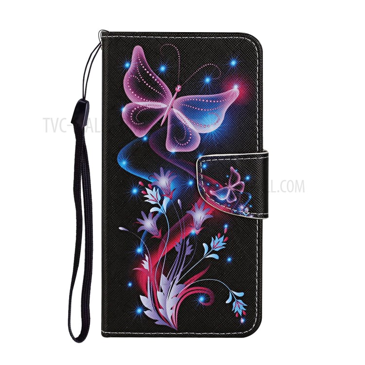 Pattern Printing Stand Phone Cover Wallet Leather Case for Huawei Y6p - Luminous Butterfly-2