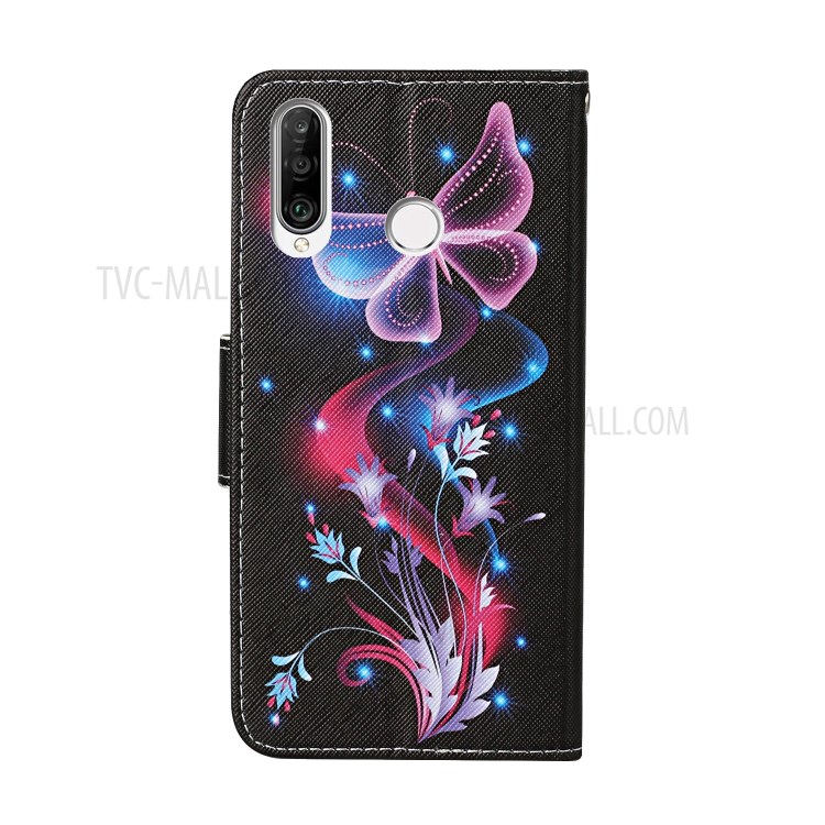 Pattern Printing Stand Phone Cover Wallet Leather Case for Huawei Y6p - Luminous Butterfly-3