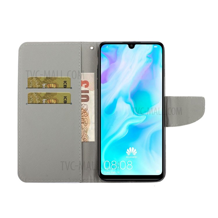 Pattern Printing Stand Phone Cover Wallet Leather Case for Huawei Y6p - Luminous Butterfly-7