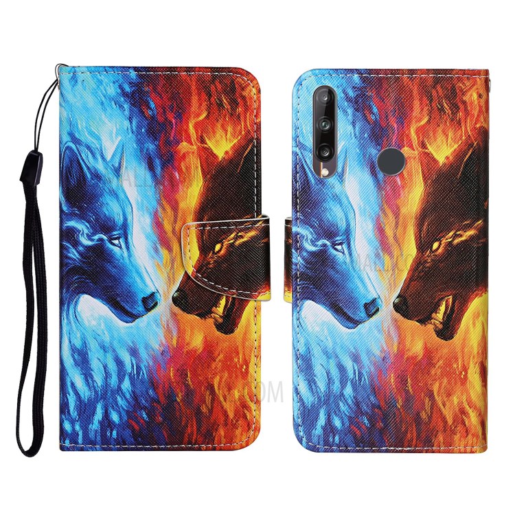 Pattern Printing Wallet Leather Stand Case for Huawei Y7p/P40 lite E - Wolf-1