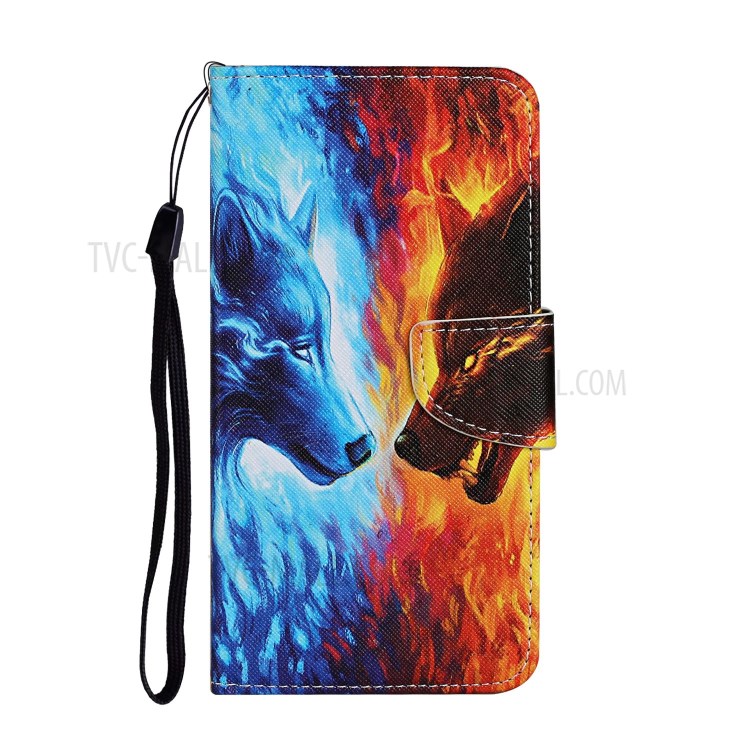 Pattern Printing Wallet Leather Stand Case for Huawei Y7p/P40 lite E - Wolf-2