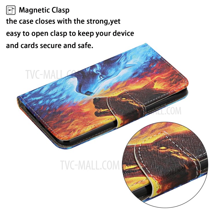 Pattern Printing Wallet Leather Stand Case for Huawei Y7p/P40 lite E - Wolf-4