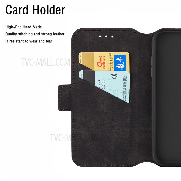Retro Style Splicing Matte with Card Slots Leather Cover for Huawei P40 Pro - Black-10
