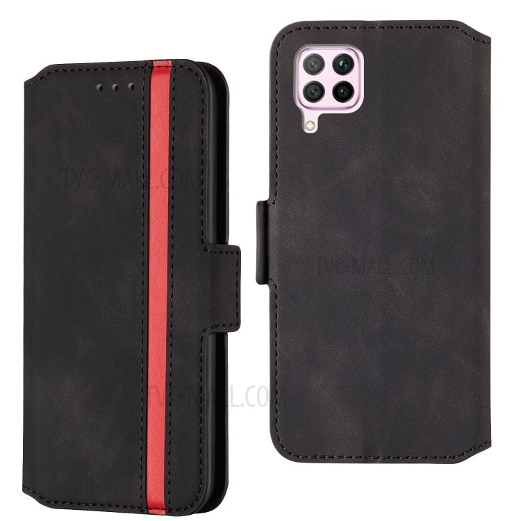 Retro Style Splicing Matte Leather Case for Huawei P40 lite 4G / Nova 7i / Nova 6 SE - Black-1