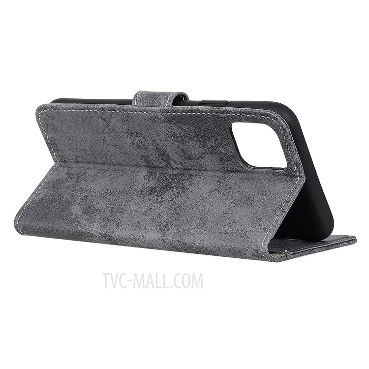 Retro Style Leather Wallet Stand Phone Cover for Huawei Enjoy 20 - Grey-3