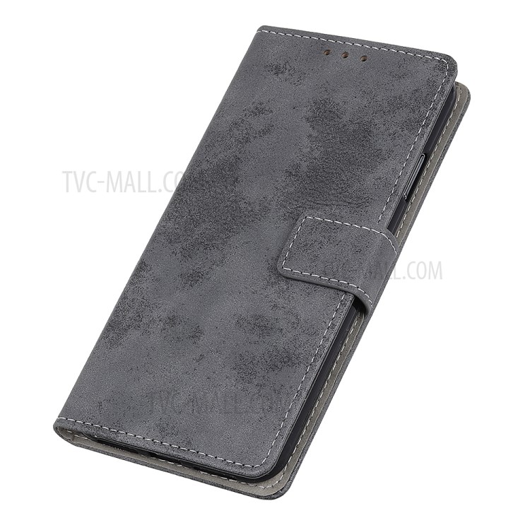 Retro Style Leather Wallet Stand Phone Cover for Huawei Enjoy 20 - Grey-7