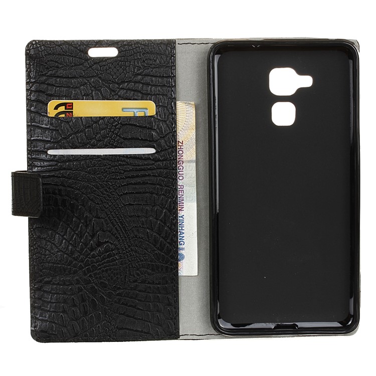 Crocodile Style Texture Wallet Leather Stand Case for Huawei Honor 5c / GT3 - Black-4