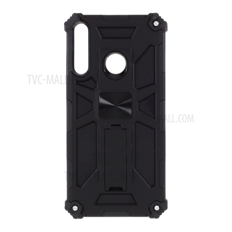 Kickstand Armor Dropproof PC TPU Combo Case with Magnetic Metal Sheet for Huawei Y7p/P40 lite E - Black-1