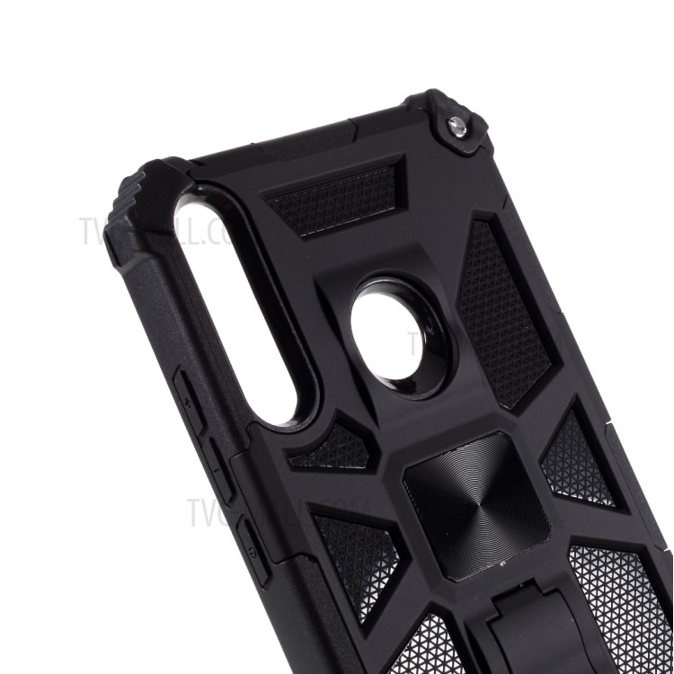 Kickstand Armor Dropproof PC TPU Combo Case with Magnetic Metal Sheet for Huawei Y7p/P40 lite E - Black-4