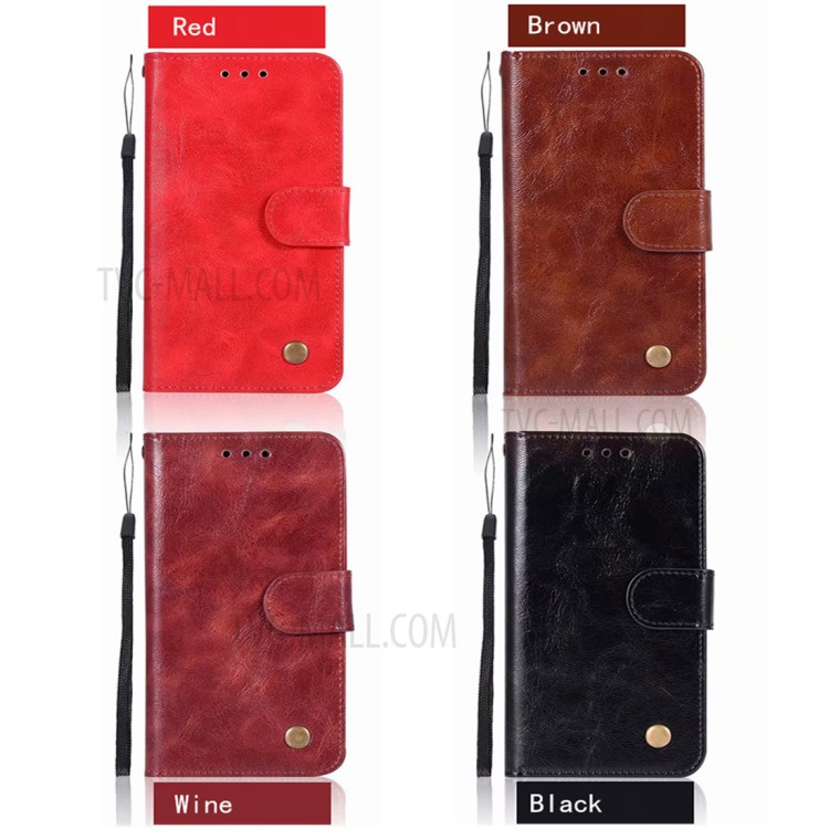 Premium Vintage Leather Wallet Stand Case for Honor 9A - Black-9