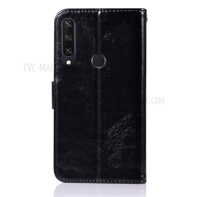 Premium Vintage Leather Wallet Stand Case for Huawei Y6p/Honor 9C - Black-6